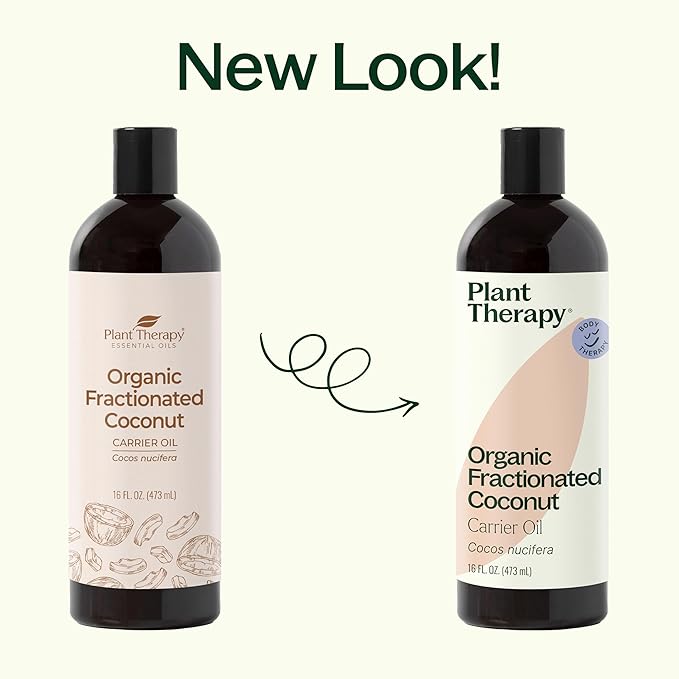 Plant Therapy Organic Fractionated Coconut Oil for Skin, Hair, Body 100% Pure, USDA Certified Organic, Natural Moisturizer, Massage & Aromatherapy Liquid Carrier Oil 16 oz
