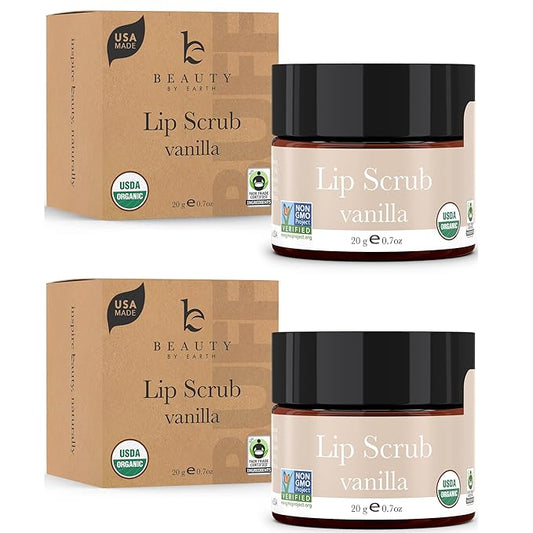 Lip Scrub Exfoliator Vanilla - USA Made Sugar Lip Scrubber with Natural & Organic Ingredients
