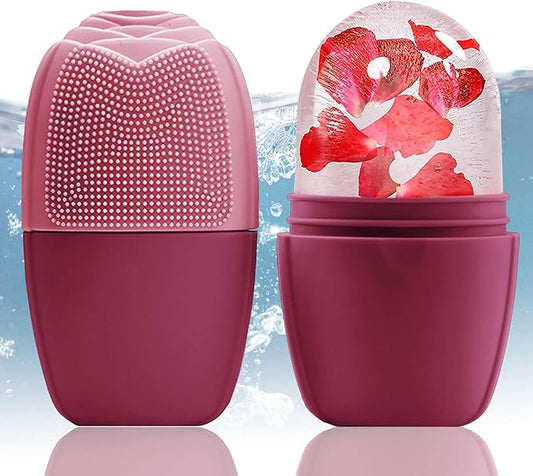 XHJRI Ice Face Roller Massager,Ice Cube Roller for Face, Eyes and Neck Naturally Conditioning and Skin Care,De-Puff Eye Bags,Reduce Migraine Pain,Reusable Massage Silicone Ice Mold (Upgrade Rose)