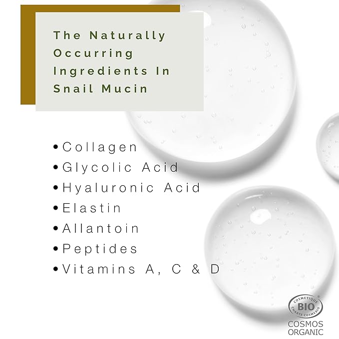 100% Pure Snail Mucin Eye Cream, Certified Organic & Cruelty Free, Made In France. Natural Luxury Eye Cream, .50 oz.