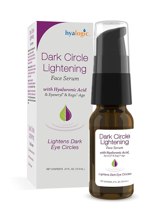 Hyalogic Dark Circle Lightening Face Serum - Treat Under Eye Dark Circles w/Hyaluronic Acid, Eveseryl & Regu-Age - Soothe, Nourish & Rejuvenate Skin - .47oz