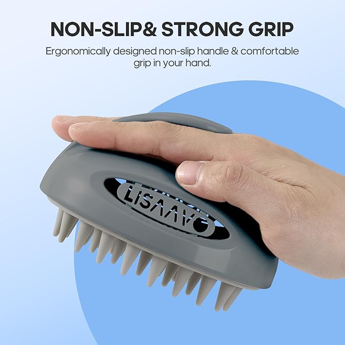 Hair Massager Scalp 3 in1 Scalp Scrubber Silicone Scalp Massager with Three Bristles-Soft, Scalp Scrubber，Medium and Hard Brush for Men Women and Pets,Grey