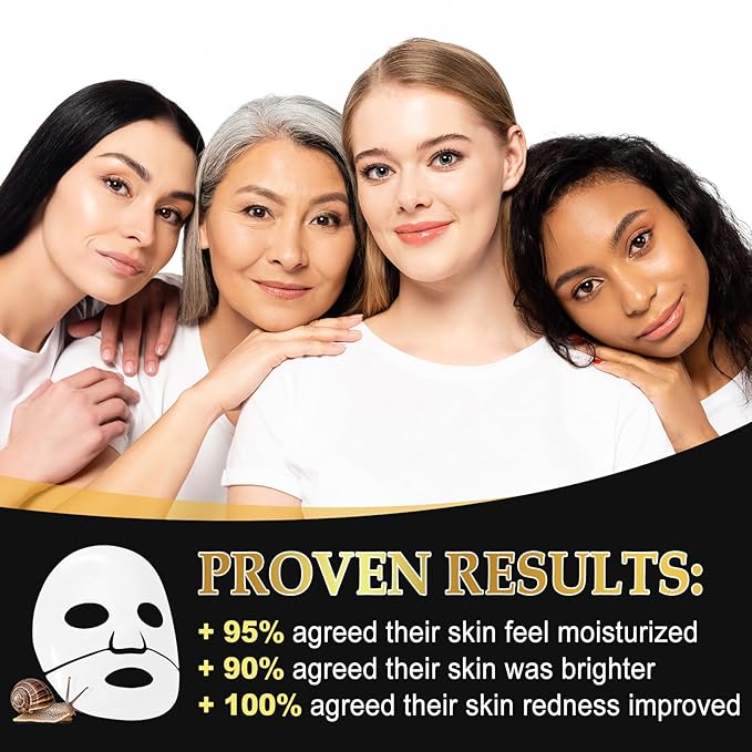 Advanced Snail Mucin Glass Glow Hydroge, Face Masks Skincare 6 EA, Collagen Face Mask, Snail Mucin Sheet Mask, Travel Essentials, Face Masks for Dry, Sensitive Skin, Korean Skin Care