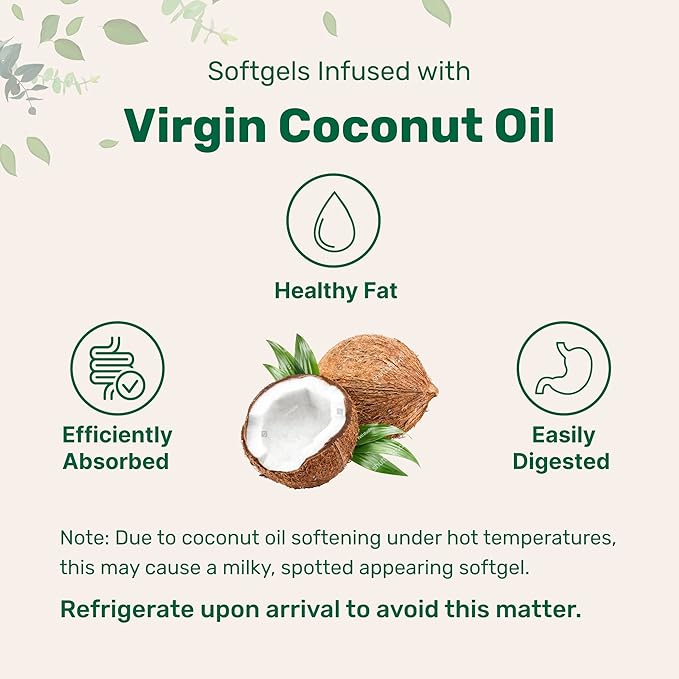 Micro Ingredients Biotin 5,000mcg | 365 Virgin Coconut Oil Softgels, Fast Release, One Year Supply | Supports Healthy Hair, Skin, & Nails | Non-GMO, No Gluten