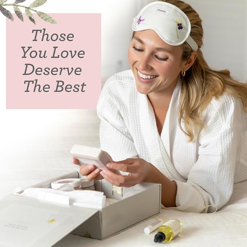 Lizush Luxury Spa Gifts for Women - 9 Piece Lavender Gifts for Her, Gift Baskets for Women, Body Care Set for Mom, Birthday Box For Women, Self Care Spa Kit For Wife - Handmade in the USA