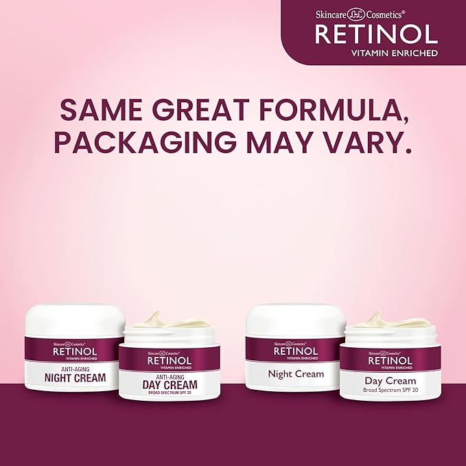 Retinol Anti-Aging, Vitamin Enriched Night Cream & Day Cream - Your 24 HOUR skincare duo that works day and night to give you younger-looking skin, 1 Ounce Each