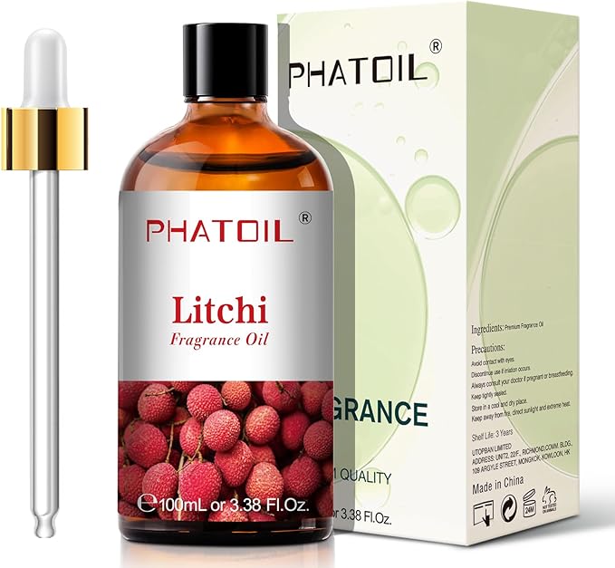 3.38FL.OZ Litchi Fragrance Oils for Aromatherapy, Essential Oils for Diffusers for Home, Perfect for Diffuser, Yoga, Skin Care, DIY Candle and Soap Making - 100ml