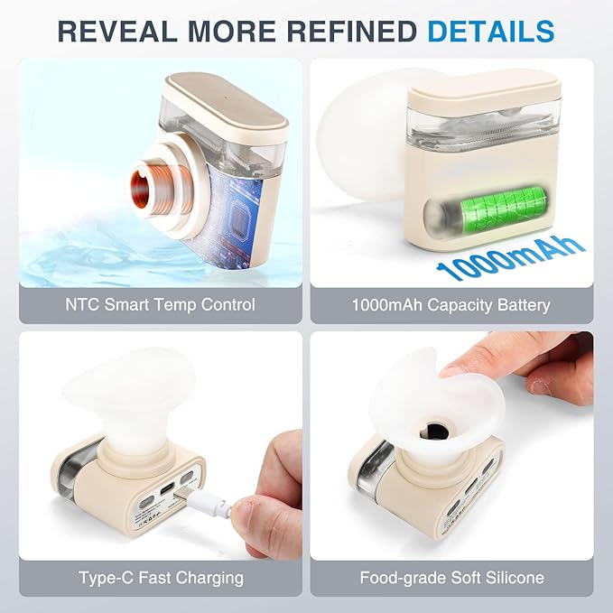 Eye Steamer for Dry Eyes Relief,Portable Electric Heated Steam Therapy Wand Machine with Moist Heat for Natural Tears Restore,Dry Eye Mist Sprayer with Warm Compress and 3 Level-Heat (Off white)