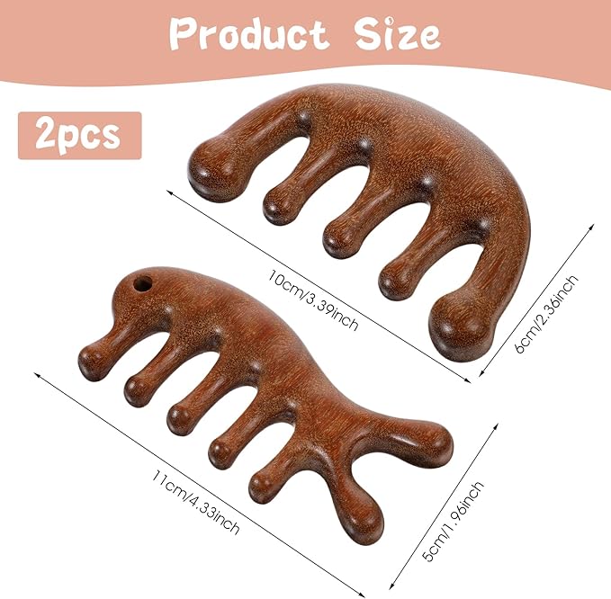 Wooden Scalp Massager, Hair Growth Comb for Scalp Gua Sha, Wood Head Massager with Wide Tooth for Hair Care, Wooden Scalp Comb Loc Comb for Women Men, Handmade Head Massage Tool