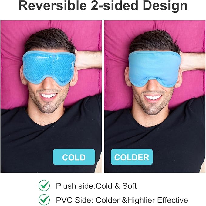 2 Pcs Gel Eye Mask Cooling Ice Eye Puffy Masks Reusable Hot Cold Compress Eyes Mask for Men Women Dry Itchy Eyes Bags Puffiness Dark Circles Headaches Sleeping Stress Relief Convenient Storage