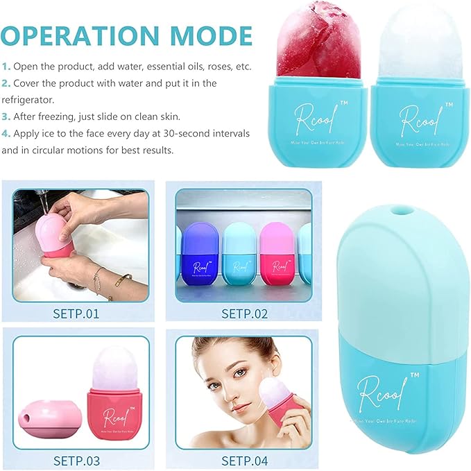 Ice Face Roller & Gua Sha,Face Massager,Facial Beauty Ice Roller Skin Care Tools,Skin Care Products-for Face&Eyes,Remove Fine Lines,Shrink Pores,Reduce Acne and Lubricate The Skin. (Blue)
