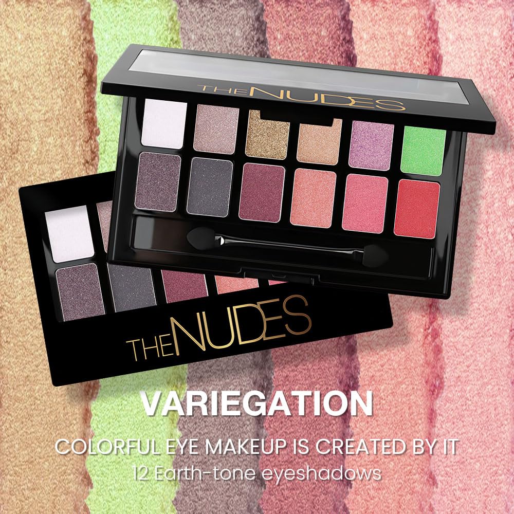 Twelve Eye Shadow Palette, Pink Red Brown Bronze Black Green Champagne Gold Rose Gold Eyeshadow Palette Makeup, Highly Pigmented Pressed Powder,Blendable Matte and Shimmer for Woman girls Eyes 03