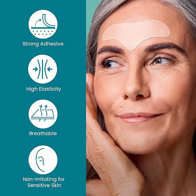 Advanced Wrinkle Patches 60ct Smile Line, Frown Line Wrinkle Patches for Facial Korean Skin Care Face Wrinkle Tape Invisible Overnight with Retinol & Collagen (Large (Forehead))