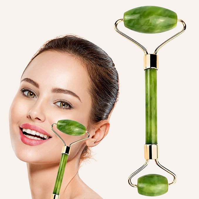 Jade Roller for Face - Improves Skin Tone and Blood Circulation - Skin Care Face Massager for Women Reduces Under-Eye Puffiness, Remove Wrinkles ,Relieve Stress and Dark Circles