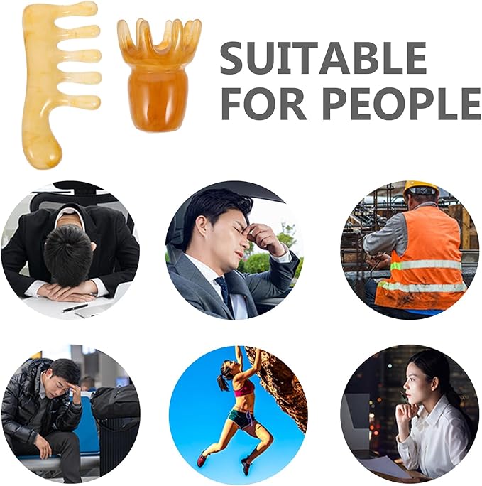 GLEAVI 2pcs Resin Massage Comb Gua Sha Comb for Scalp Deep Tissue Massage Comb Chinese Scalp Acupunctures Scalp Massage Guasha Scraping Scalp Comb Head Massage Hair Beeswax Resin China