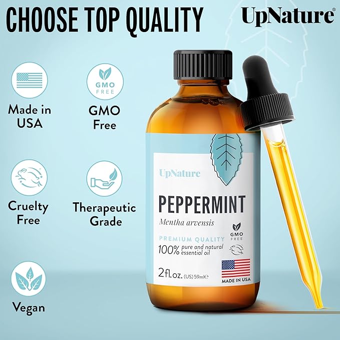 UpNature Peppermint Oil - 100% Pure Natural Peppermint Essential Oil for Hair Diffuser & Skin, 2oz