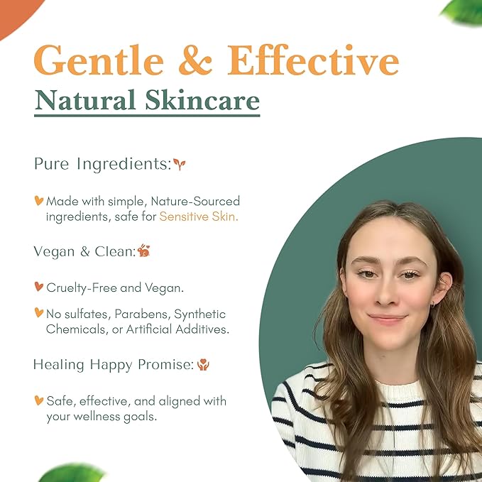 Healing Happy Method – Natural Skincare Trial Kit | 15ml Cleanser, Toner & Moisturizer + Face Brush & Gua Sha | Compact Facial Gift Set for Travel & Self-Care