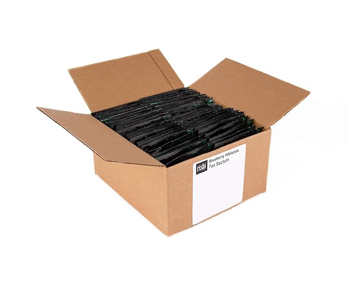 Rishi Tea Blueberry Hibiscus Herbal Tea - Organic, Caffeine Free Sachet Bags, Sweet & Tangy with Antioxidants, Enjoy Hot or Iced - 50 Count