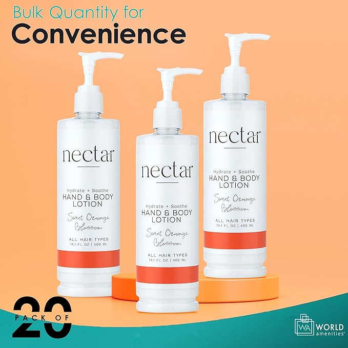 Nectar Pump Bottle Hand and Body Lotion - Moisturizing Lotion with Fresh Fragrance of Orange Flowers