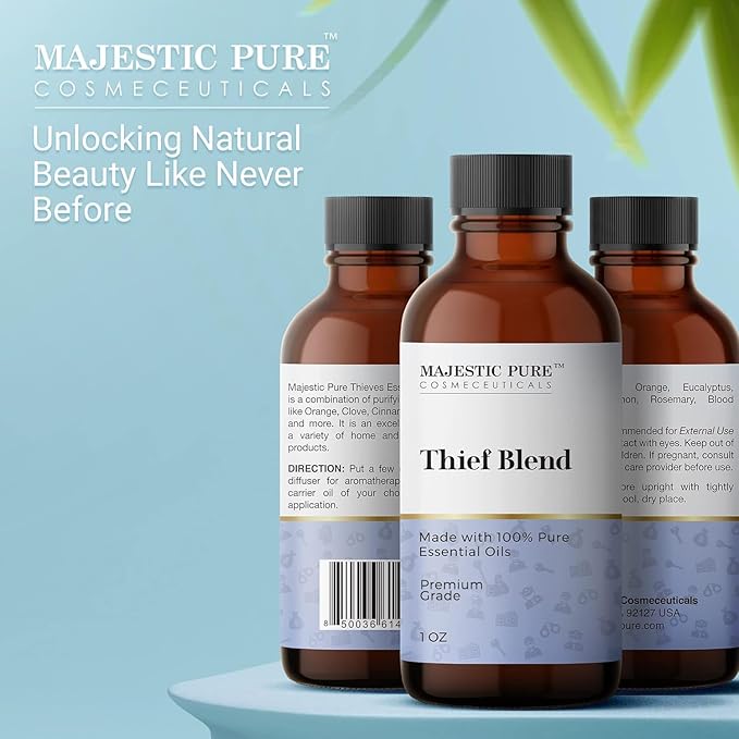 Majestic Pure Essential Oil Blend with Eucalyptus, Rosemary, Lemon & Other Oils | 100% Pure Premium Oil for Uplifting Mood, DIY Products, Cleansing | Essential Oils for Diffusers & Aromatherapy | 1oz