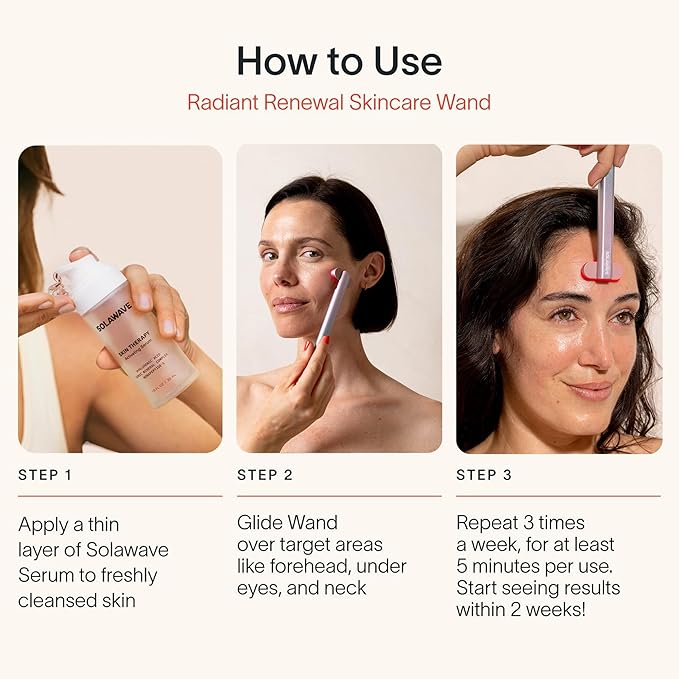 Solawave 4-in-1 Skinware Wand - Upgraded Radiant Renewal with Facial Massager, Red Light, Galvanic Current, and Therapeutic Warmth Anti-Aging Beauty Device (Blue/Pink Ombre)