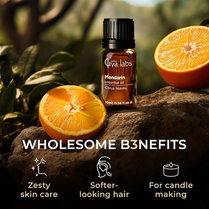 Gya Labs Mandarin Essential Oil for Skin - 0.34 Fl Oz - 100% Pure Natural Mandarin Oil for Diffuser, Skin, Hair, Aromatherapy & Candle Making - Fresh Citrusy Scent
