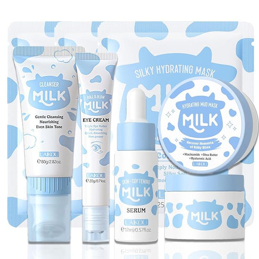 Milk Skincare For Girls 10-12, Milk Extract Set Skin Care For Teens 10-12, Skin Care For Kids Travel Size Set For Daily Use, Hydrating, Gentle, Natural, Moisturizing, Skin Care For Kids 8-9