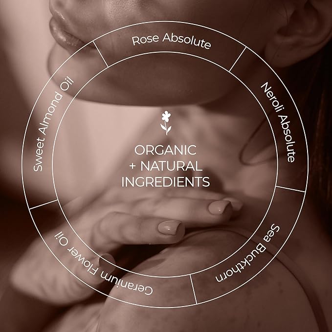 Organic Skin Care Products Made in USA, Vegan, Cruelty Free, Moisturizing + Hydrating Beautifying Body Oil with Rose Hip Oil, 4fl oz/118ml, Oasis