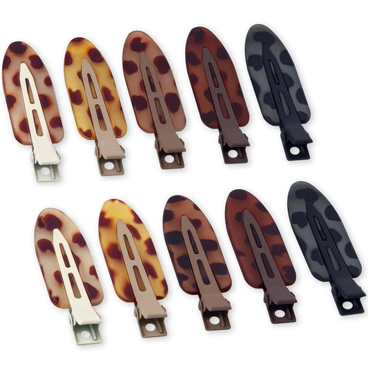 10 Pcs Creaseless No Crease No Bend Flat Hair Clips For Styling Non Slip Makeup Clips For Women Salon Hairstyle,Tortoiseshell