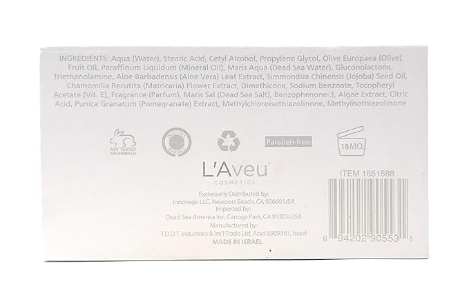 L'Aveu Day Moisturizing Cream - Anti-Aging Face Moisturizer with Dead Sea Salt & Water - Natural Hydrating Beauty Formula for Glowing Skin with Vitamin E, Jojoba, Olive Oil & Aloe Vera - 1.7 fl oz