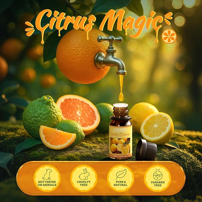 Salubrito Citrus Essential Oils Set for Diffuser, Fragrance Oil | Sweet Orange, Bergamot, Lemon, Grapefruit, Mandarin Orange, Lime Scented Oil for Soap Making, Candle Making