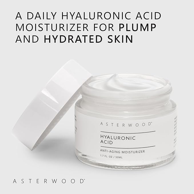 Asterwood Hyaluronic Acid Serum 2 oz, Hyaluronic Acid Moisturizer 1.7 oz, & Hyaluronic Acid Face Bar 3.5 oz