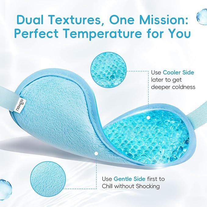 NEWGO Cooling Eye Mask for Puffy Eyes, Cold Eye Mask Eye Ice Pack for After Eyes Surgery, Tension Stress Relief, Itchy Eyes, Headaches, Dark Circles - Blue