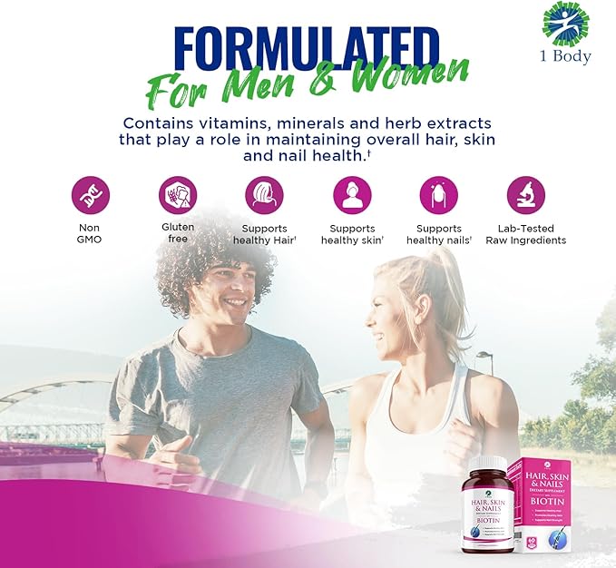 Hair, Skin and Nails Vitamin Supplement with Biotin, Each Bottle Contains 26 Essential Vitamins, 3 Bottle Pack, Growth Formula for Men and Women