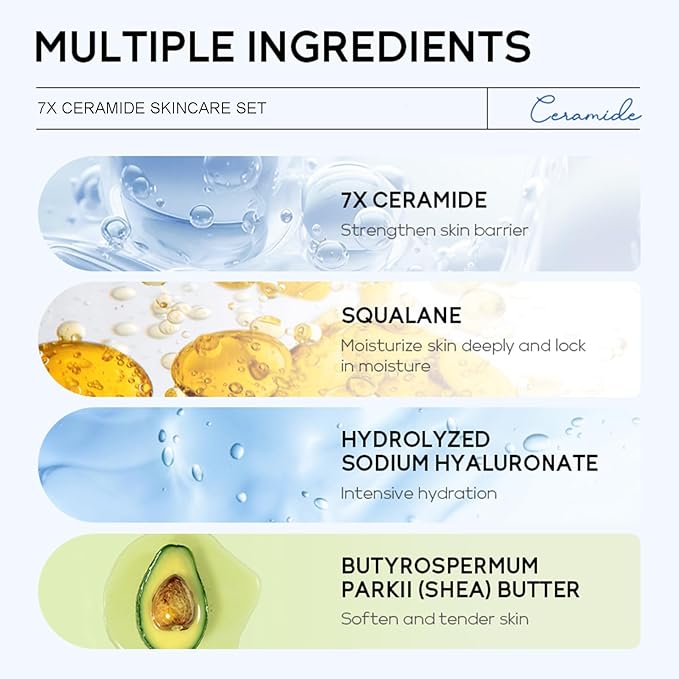 Skincare Set Ceramide Skincare Gifts for Teen Girls Strengthen Skin Barrier, Beauty Gift Sets Skin Care Kits, Travel Essentials, Facial Kit for Women & Girls Hydrating, Anti-Aging Skin