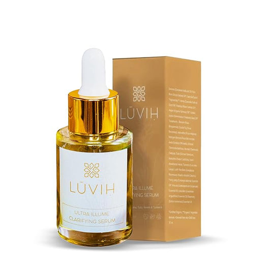 LUVIH Ultra Illume Clarifying Face Serum for Women & Men - Dark Spot Serum with Ayurvedic Herbs - Natural Acne Prone Skin Care - Helps Reduce the Appearance of Acne Scars & Blemishes - 30 mL