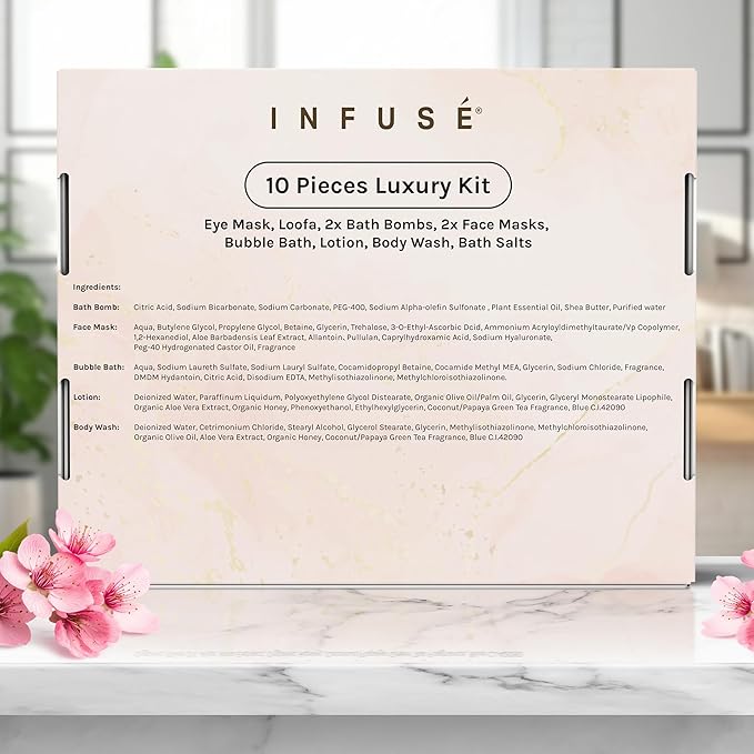 10-Piece Spa Gift Box for Women | Self-Care Set with Eye Mask, Loofa,Bath Bombs,Face Masks,Bubble Bath, Lotion, Body Wash & Bath Salt | Gift for Mom, Grandma, Wife, Bridesmaid or Loved Ones