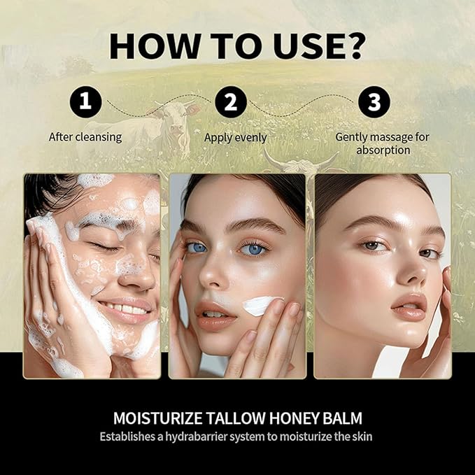 Grass Fed Beef Tallow for Skin Care, Whipped Beef Tallow for Skin, Beef Tallow Face Moisturizer Beef Tallow Cream Natural Organic Moisturizing Cream for Face & Body Lotion Skin Care for Sensitive Skin