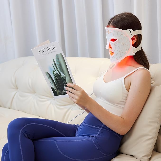 K11 LED Red Light Therapy Face Mask | 7-Color Rejuvenating Facial Skin Care Set | Portable Anti-Aging Mask for Home & Travel Use