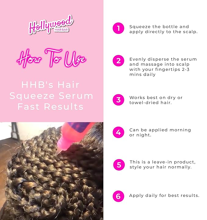 Hollywood Hair Bar | Hair Oil Regrowth Serum - Regular Strength, Made with All-Natural Essential Oils (Squeeze Bottle) 2 oz