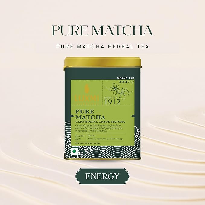 Luxmi Estates - Pure Matcha - Ceremonial Grade Matcha Powder - 50g | Organic, Stone-Ground Matcha Tea, Rich in Antioxidants | Authentic Zen Tea Experience