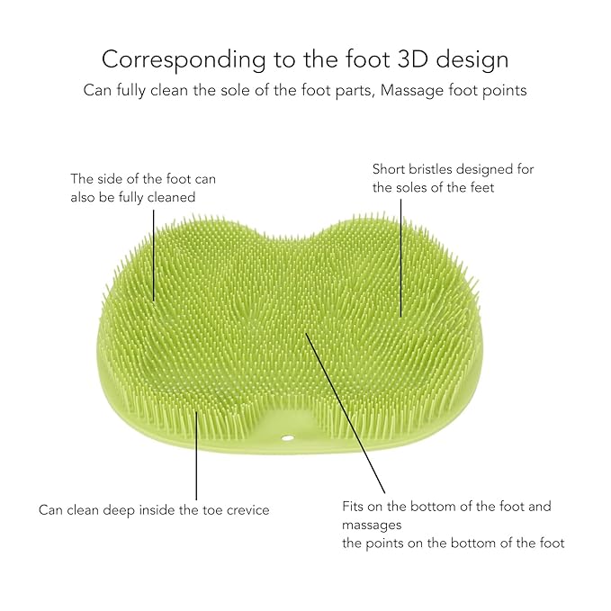Silicone Foot & Body Scrubber,Non Slip Suction Cup, Body Scrubber,Relaxation Foot Massager Pad for Back Exfoliation, Foot Massage(Green)