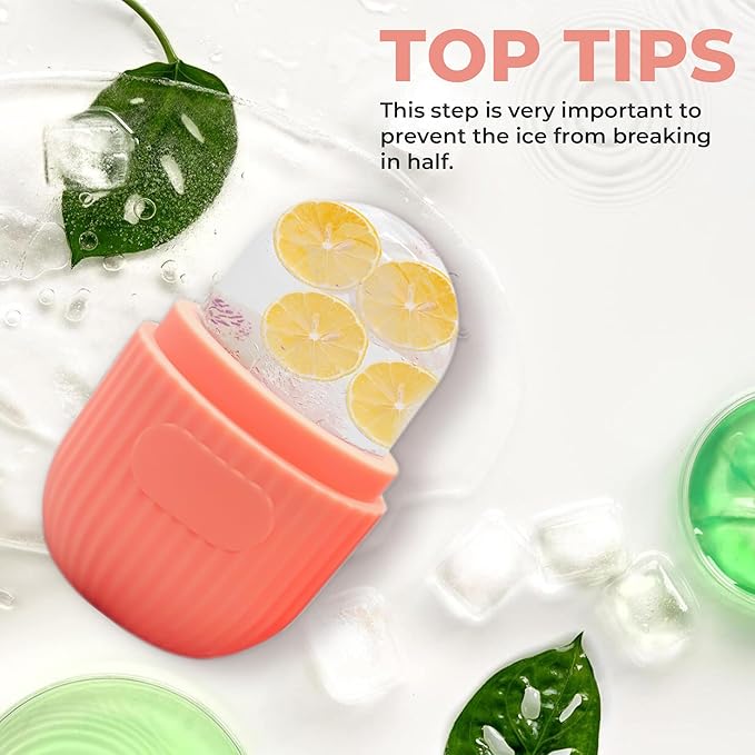 Luxury Cooling Ice Face Roller - Silicone Ice Mold for Face, Eyes, and Neck (Red)