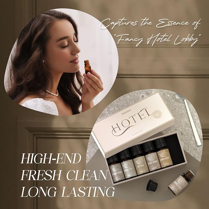 Hotel Diffuser Oils Gift Set, ARVIDSSON Luxury Fragrance Oil Blend, Hotel Scent Essential Oils for Diffuser, Jasmine & Mint, White Tea, Citrus Bliss, My Way, Gift for Women and Men