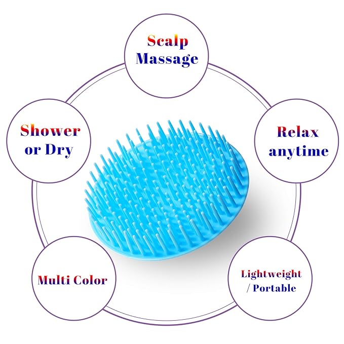 4Pack Hair Scalp Exfoliator Brush Dandruff Cleaning Brush, Flexible Scalp Massager, Shower Shampoo Brush for Home, Office, Travel and Pets