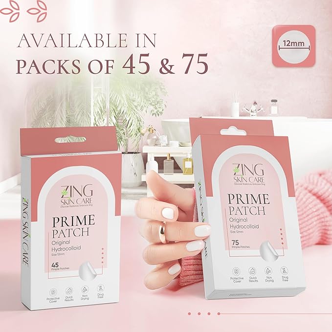Prime Patch - Hydrocolloid Pimple Patches for Face, Clear Zit Stickers & Acne Dots, Strong Adhesion, Ultimate Blemish & Acne Patch, Made in Korea, Vegan (75 Count)