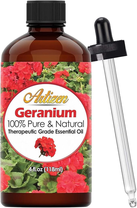 Artizen - Geranium Essential Oil - 4 Fluid Ounces - Pure Germanium Essential Oil - Essential Oils Cleaning - for Skin, Diffuser, Aromatherapy - 118ml