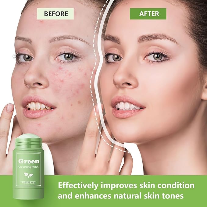 2 PCS Green Tea Purifying Clay Face Mask, Blackhead Remover With Green Tea Extract, Face Moisturizing，Deep Pore Cleansing for All Skin Types of Men And Women