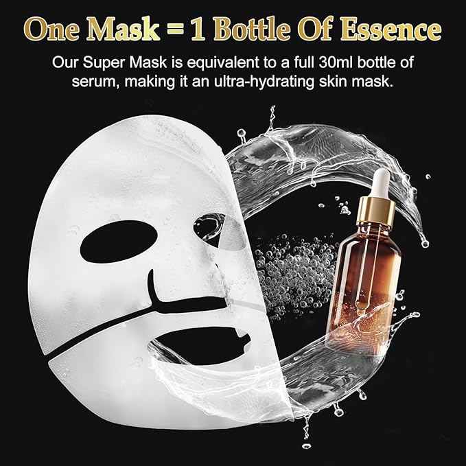 Advanced Snail Mucin Glass Glow Hydroge, Face Masks Skincare 6 EA, Collagen Face Mask, Snail Mucin Sheet Mask, Travel Essentials, Face Masks for Dry, Sensitive Skin, Korean Skin Care