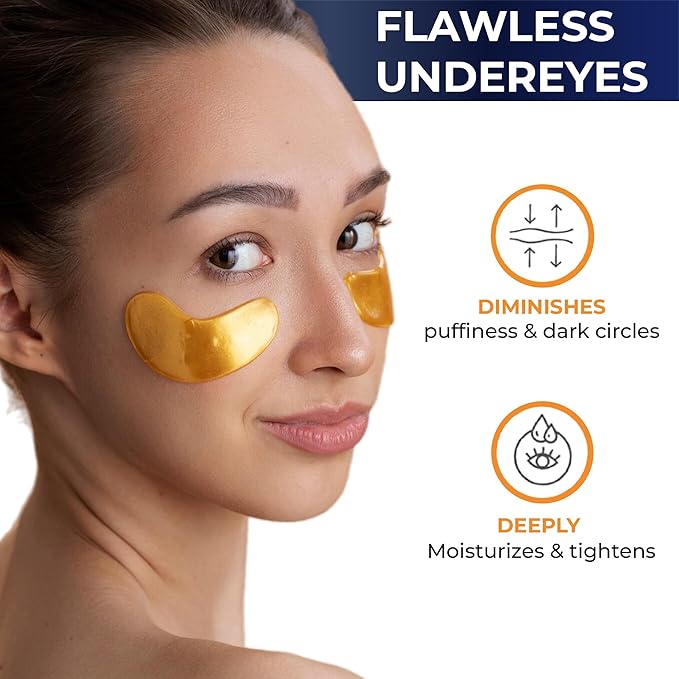 Gold Under Eye Patches For Puffy Eyes And Dark Circles - Overnight eye patches for Anti-Aging with Collagen & Hyaluronic Acid -Under Eyes Mask for Removing Dark Circles, Puffiness & Wrinkles